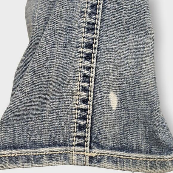 Miss Me Straight Leg Low Rise Jeans Sz 31 Rhinestone Light Wash Y2K Casual - Picture 12 of 13